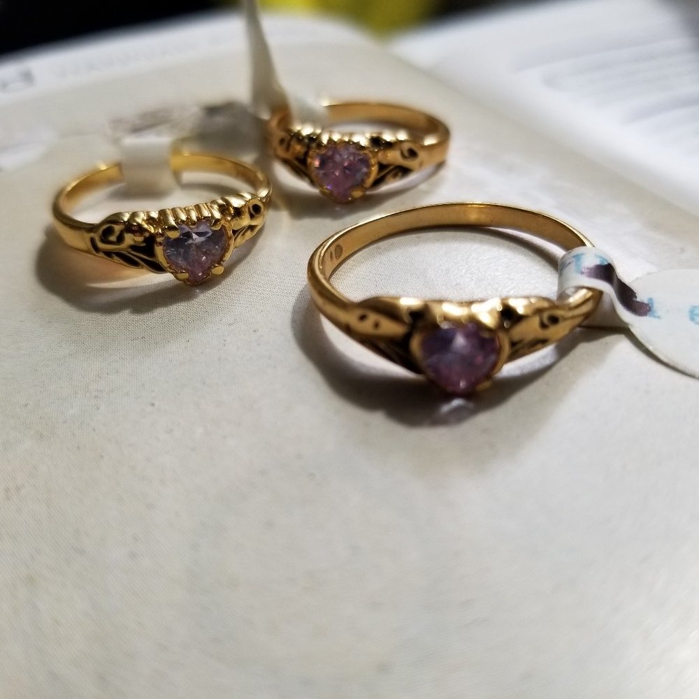 Lavender Ice Promise Ring Cubic Zirconia NEW OLD STOCK RSC 18k hge